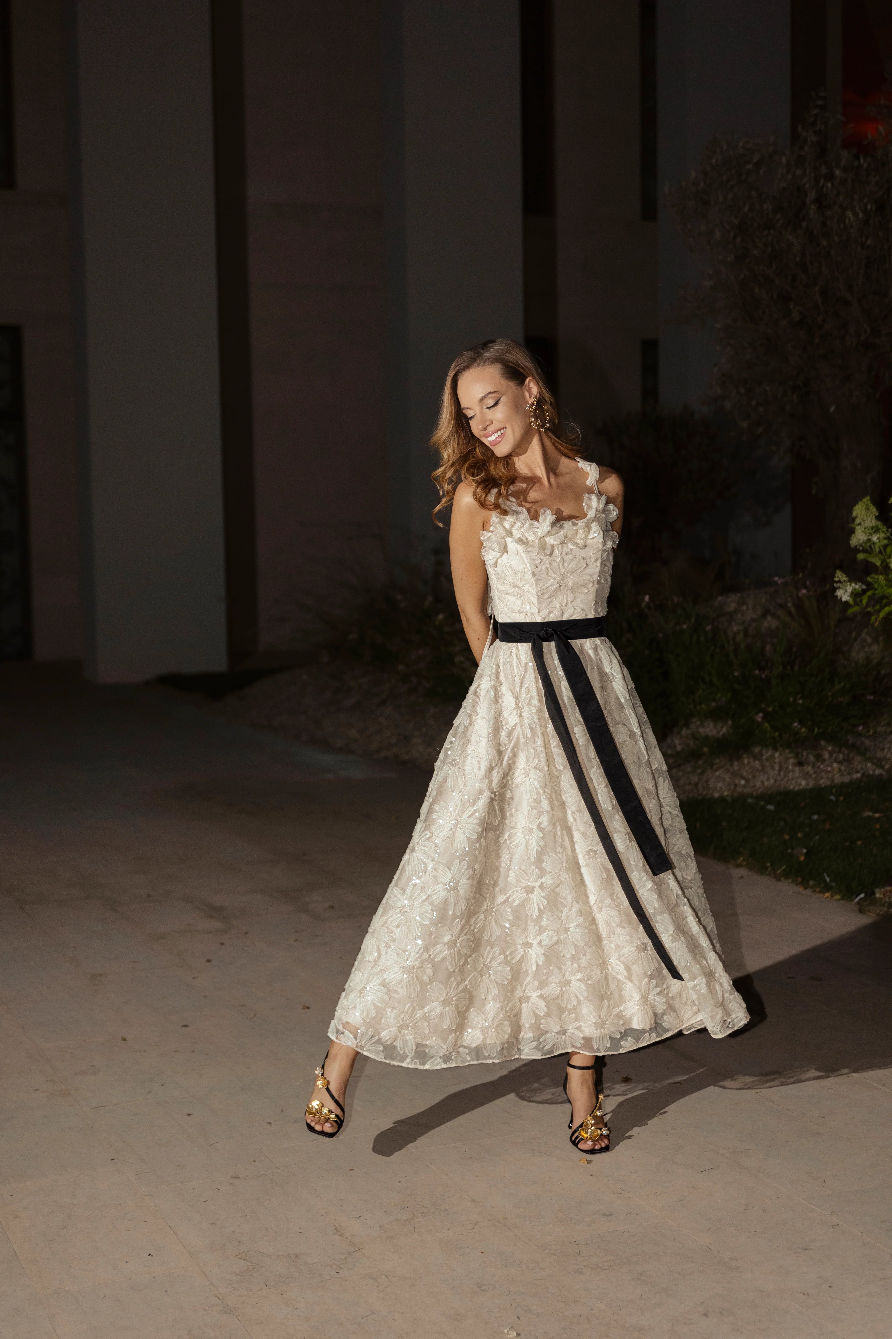 Tulle and Lace Dress with Hand-Applied Flowers