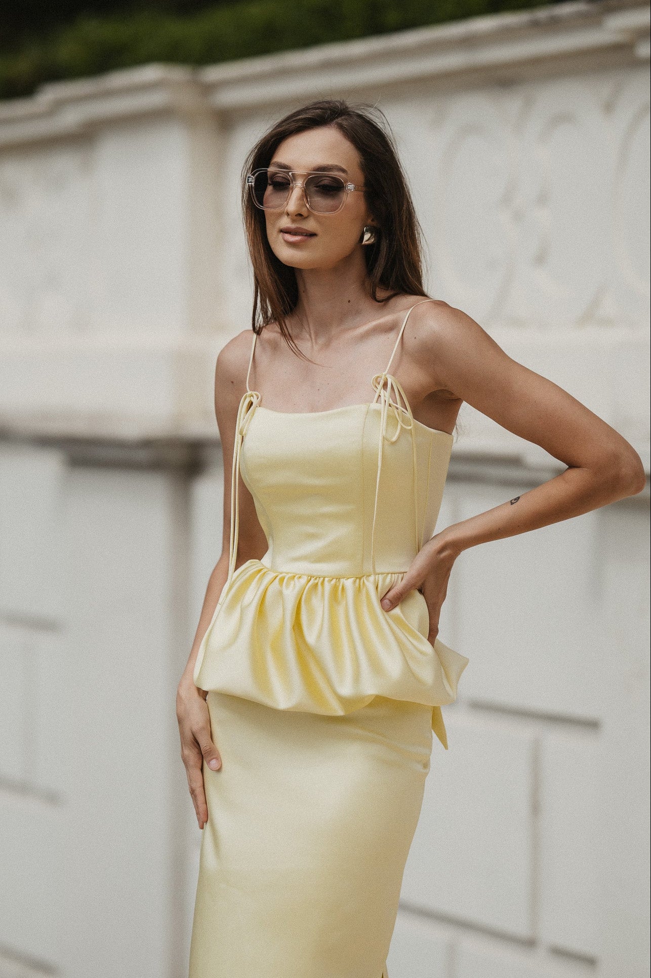 Camille Top – Soft Yellow Satin