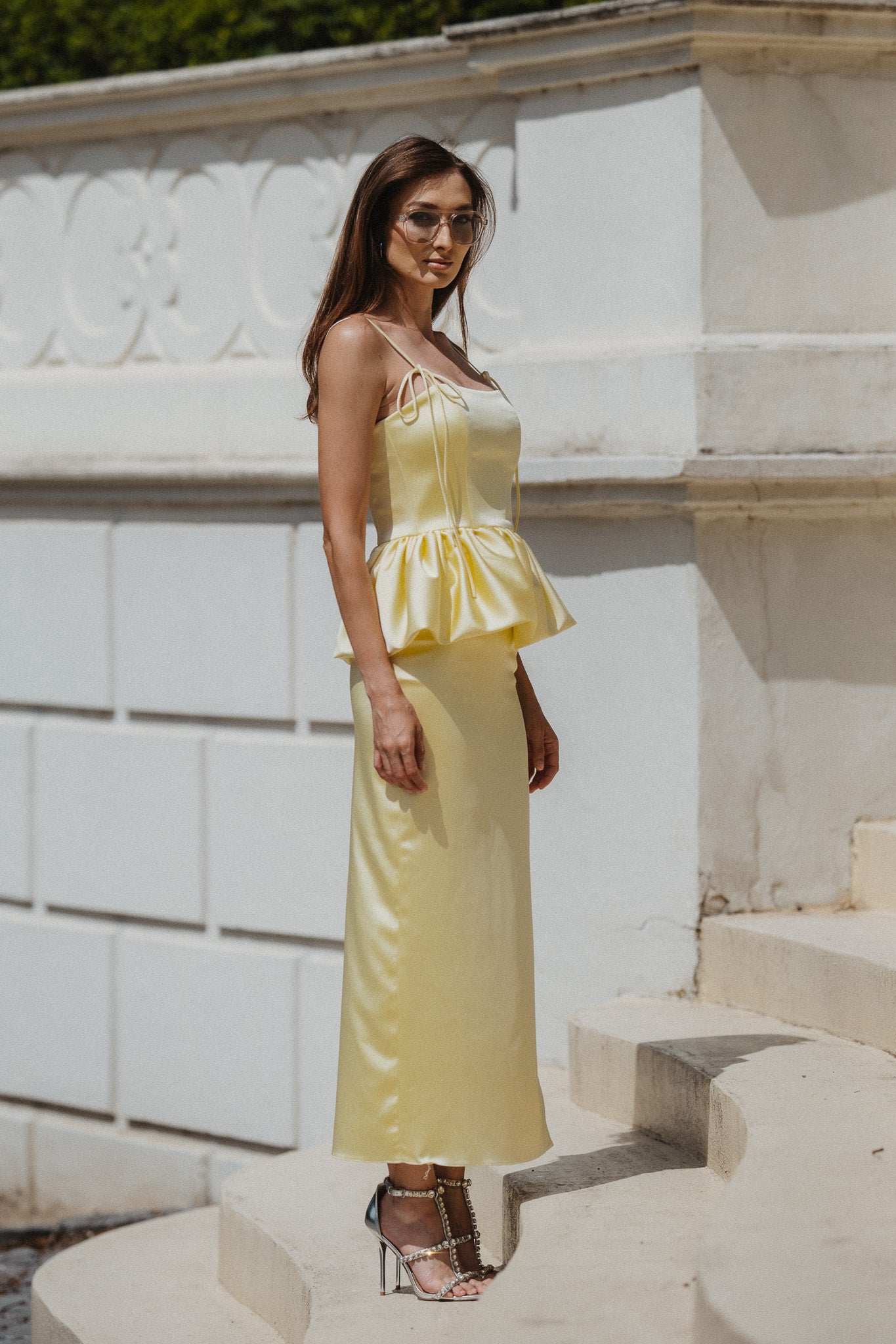 Valentina Skirt – Soft Yellow Satin