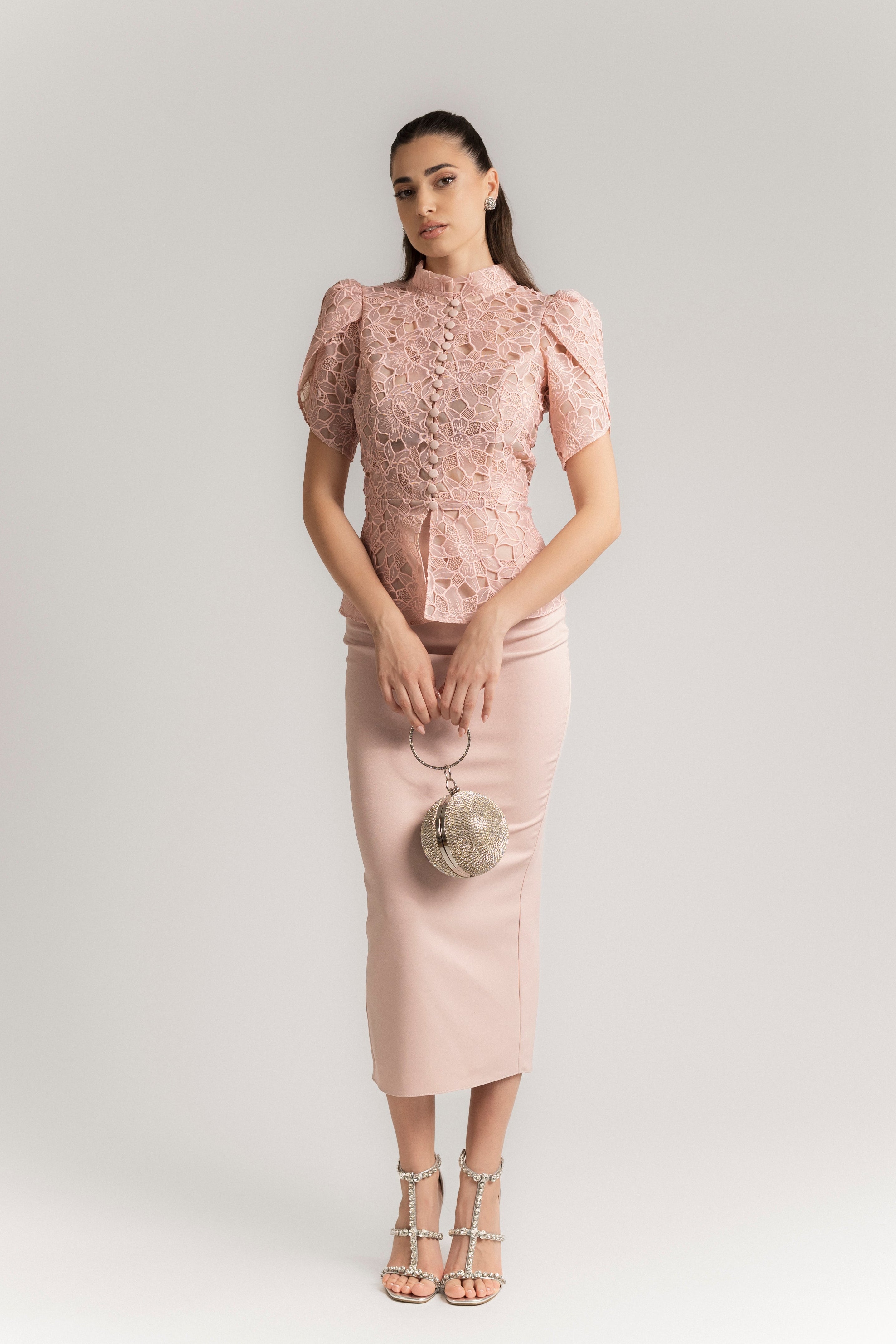 Rosalie – Lace Organza Set - Dust Pink – Antoanelle