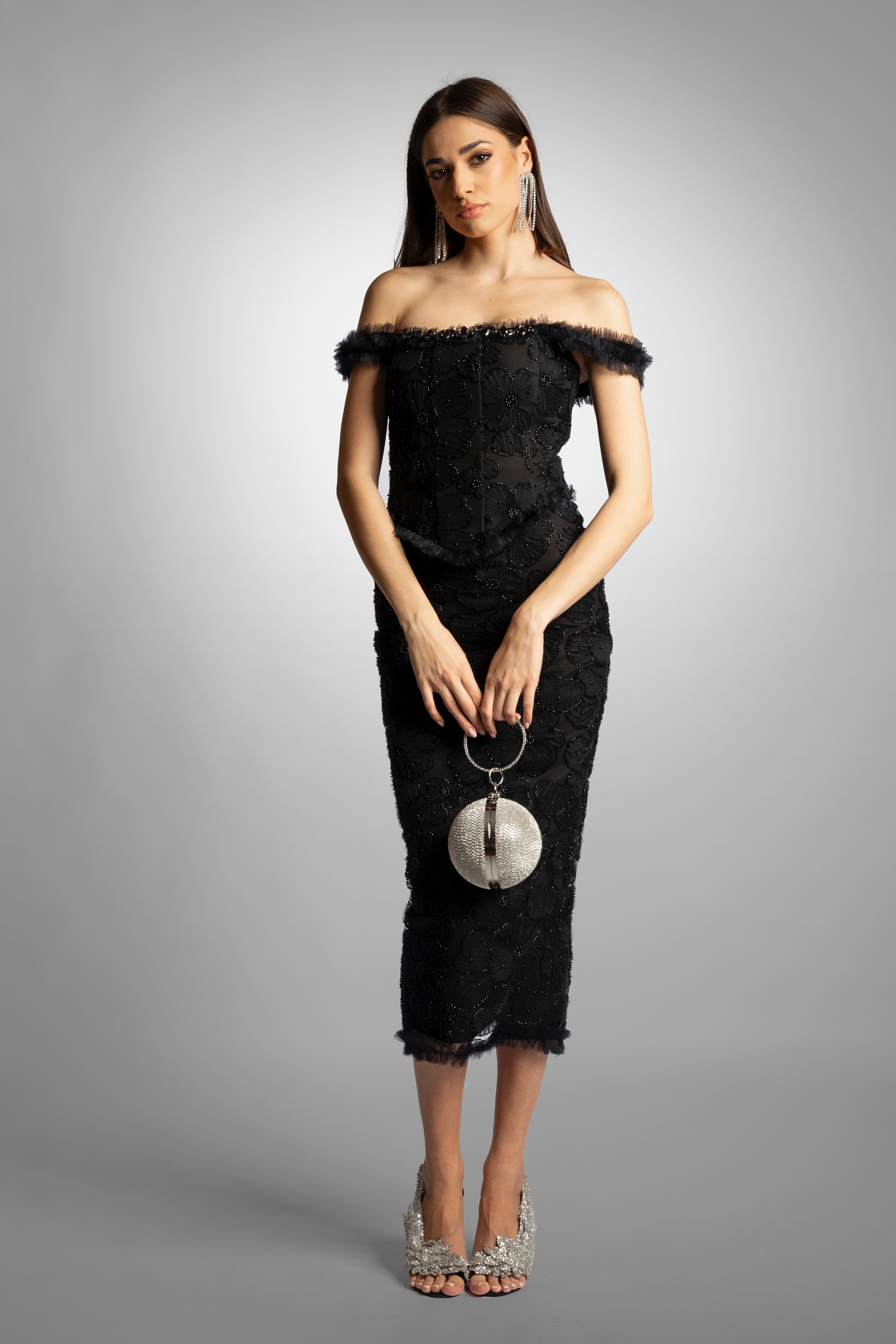 Stephanie Midi Dress - Black