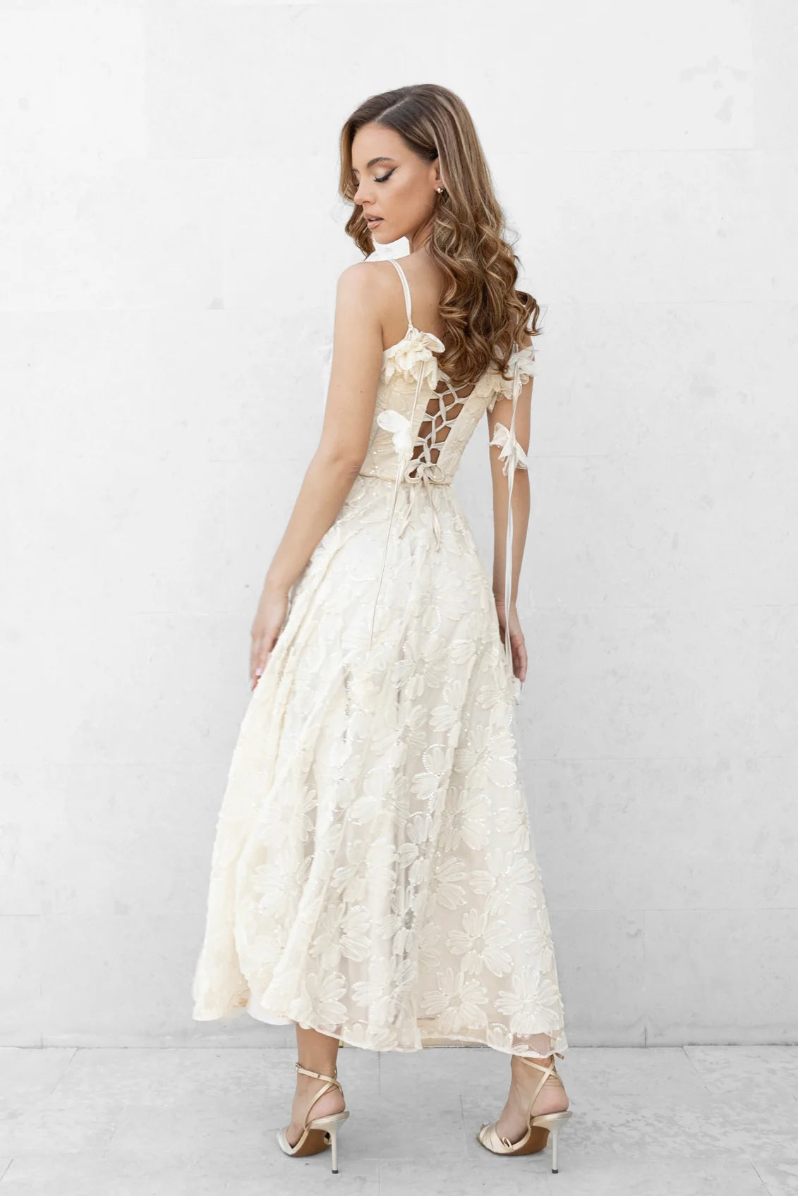 Tulle and Lace Dress with Hand-Applied Flowers