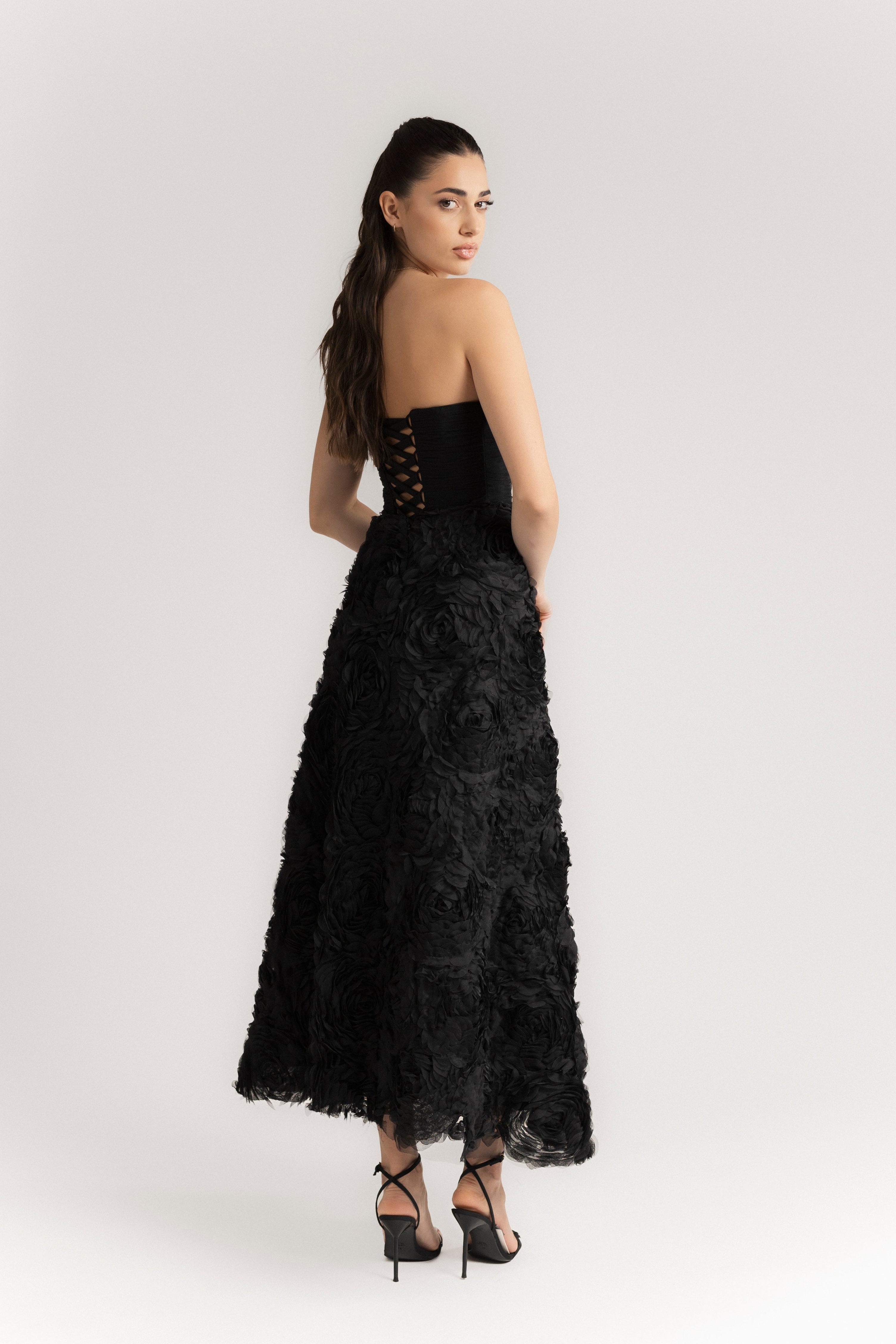 Eva – 3D Tulle Corset Dress-Black