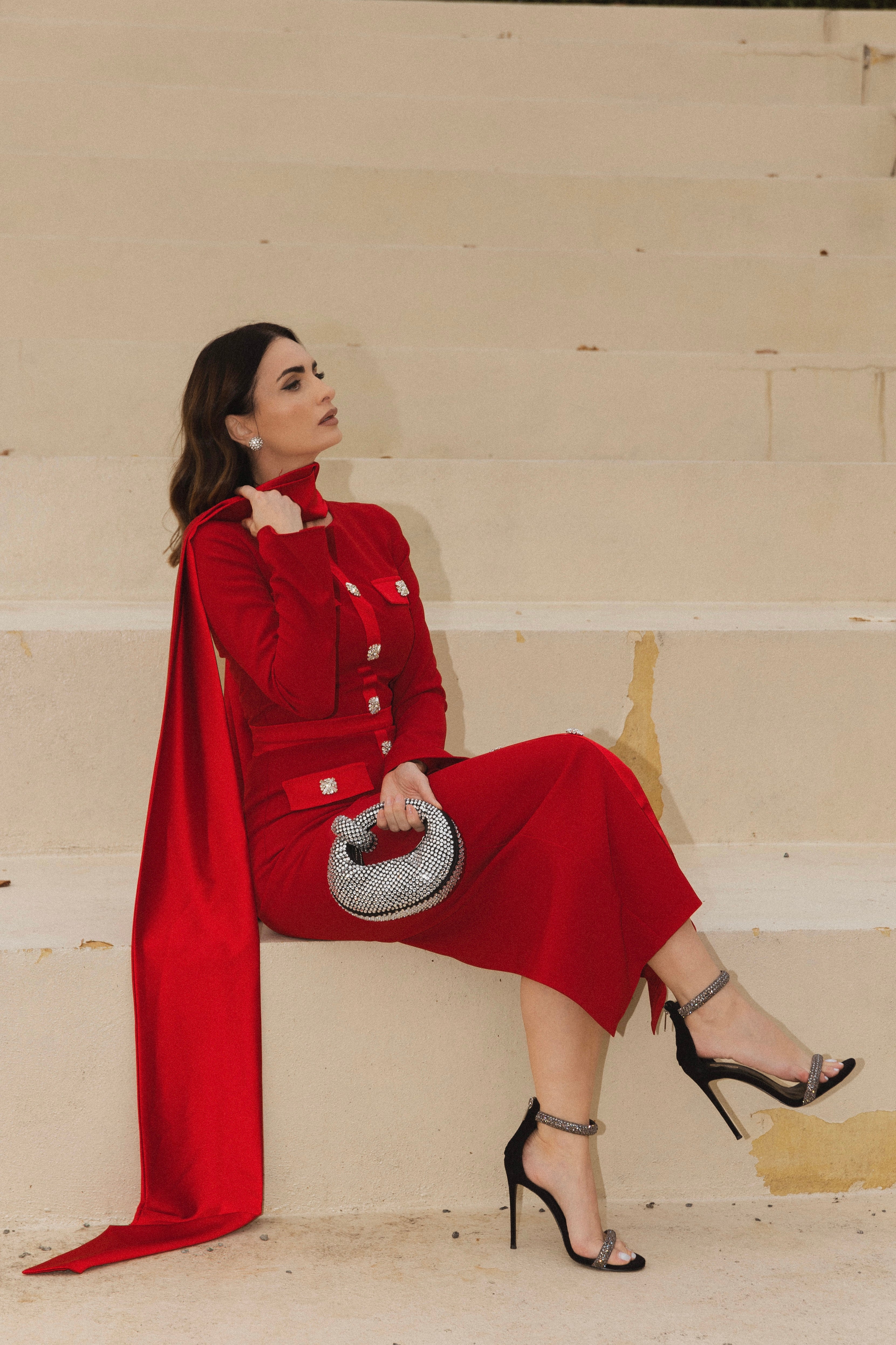 Roxene - Red midi dress