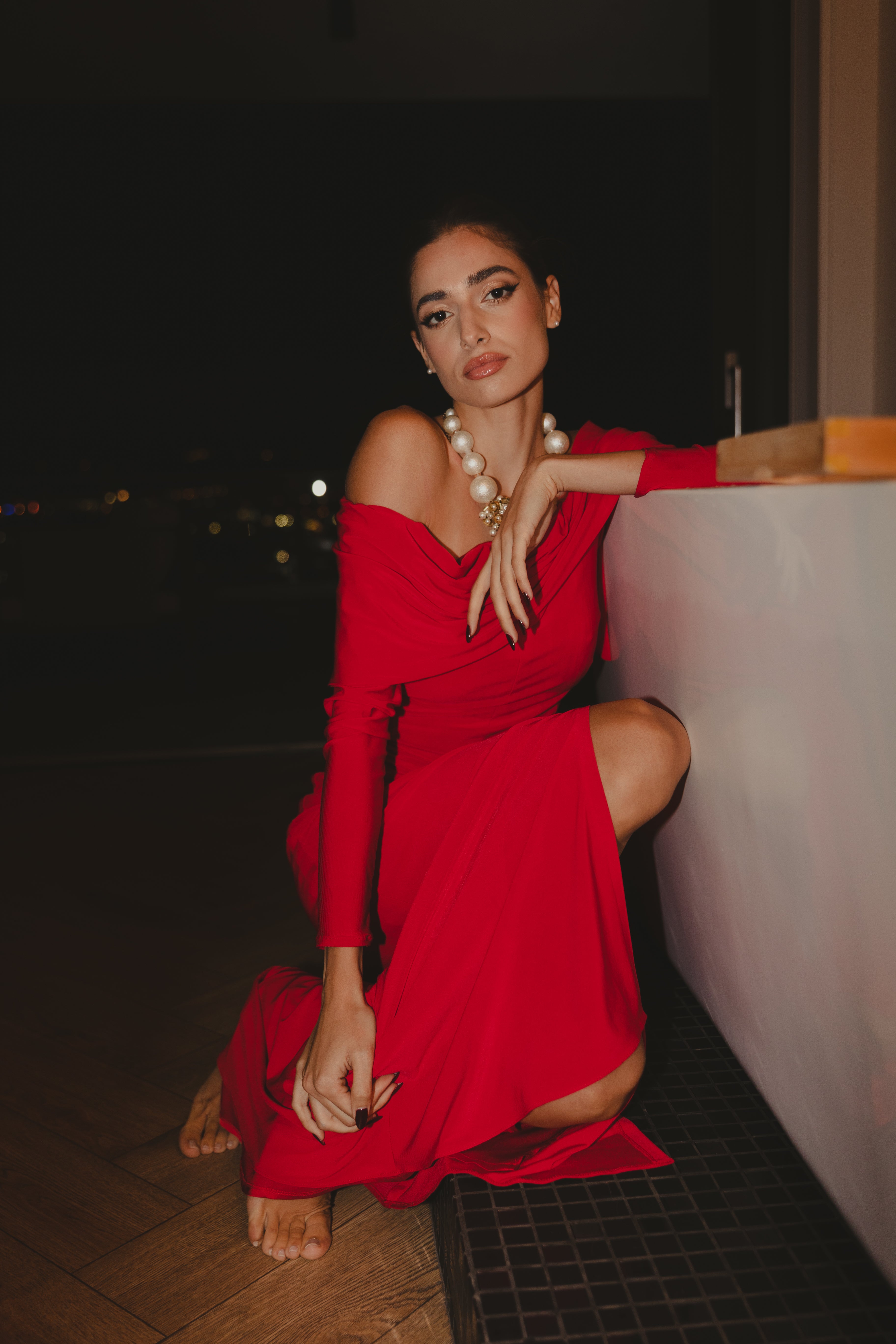 Sylvie Midi Dress - Red