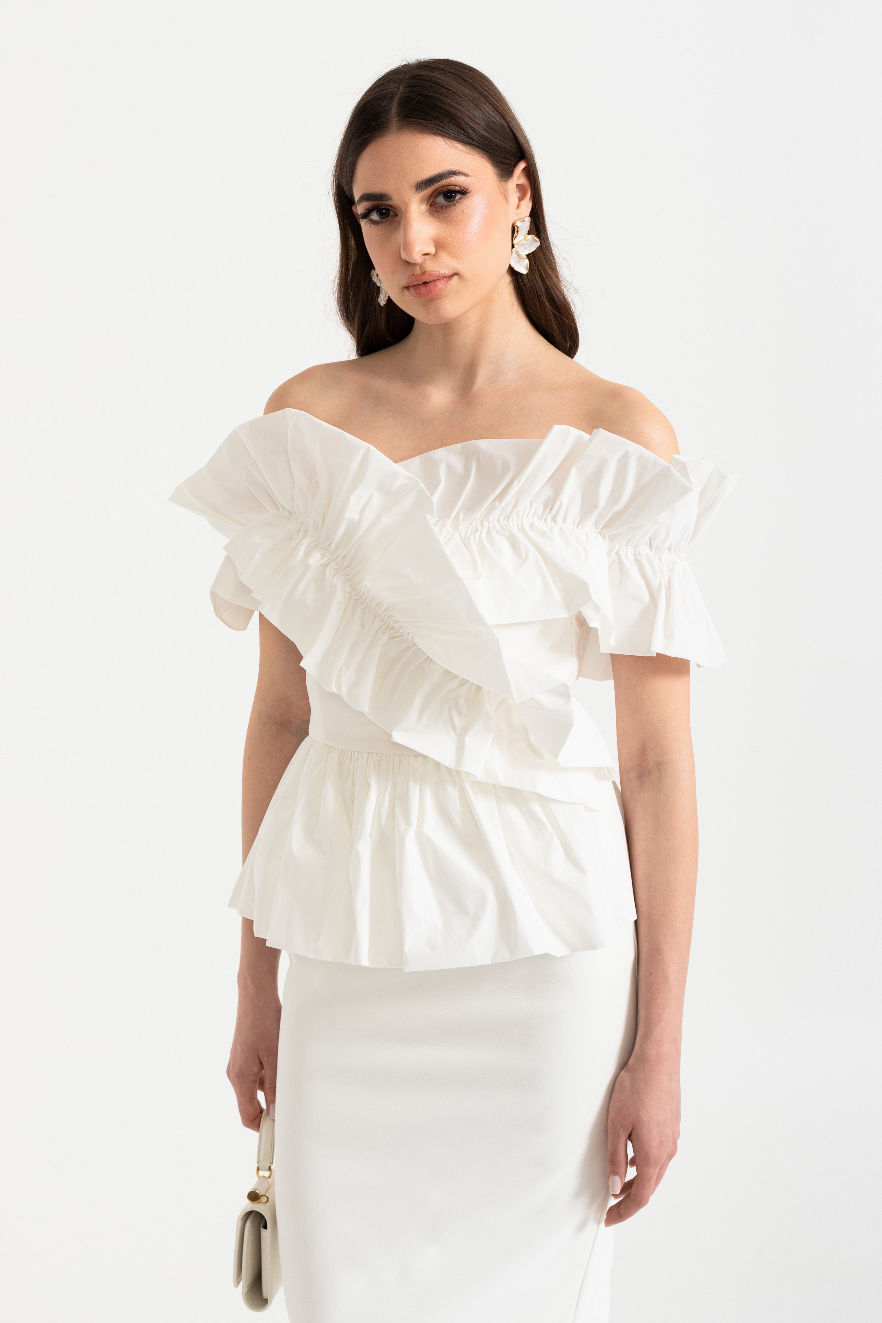 Off-Shoulder Top with Ruffle Details