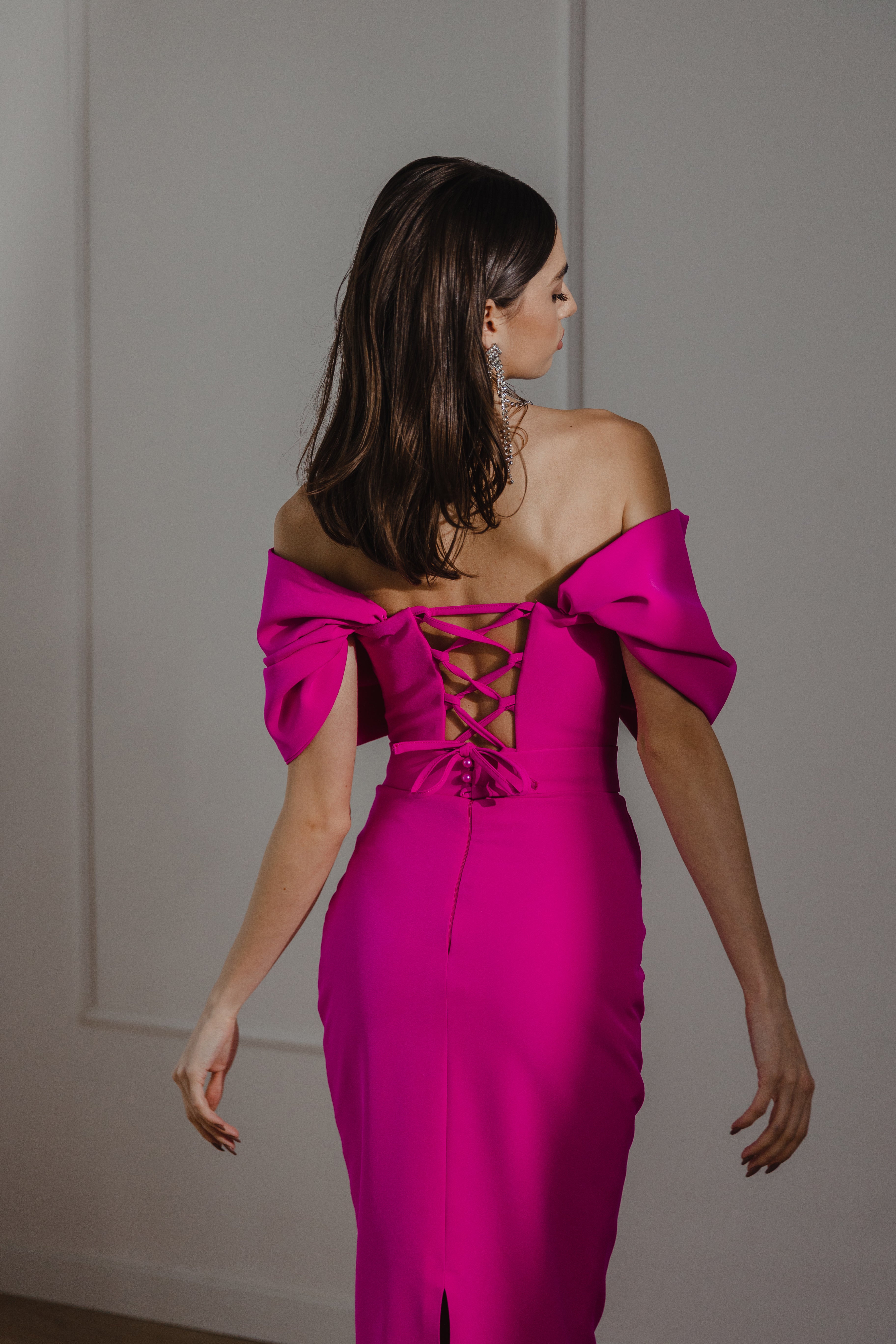 Elvira Midi Dress - Fuchsia