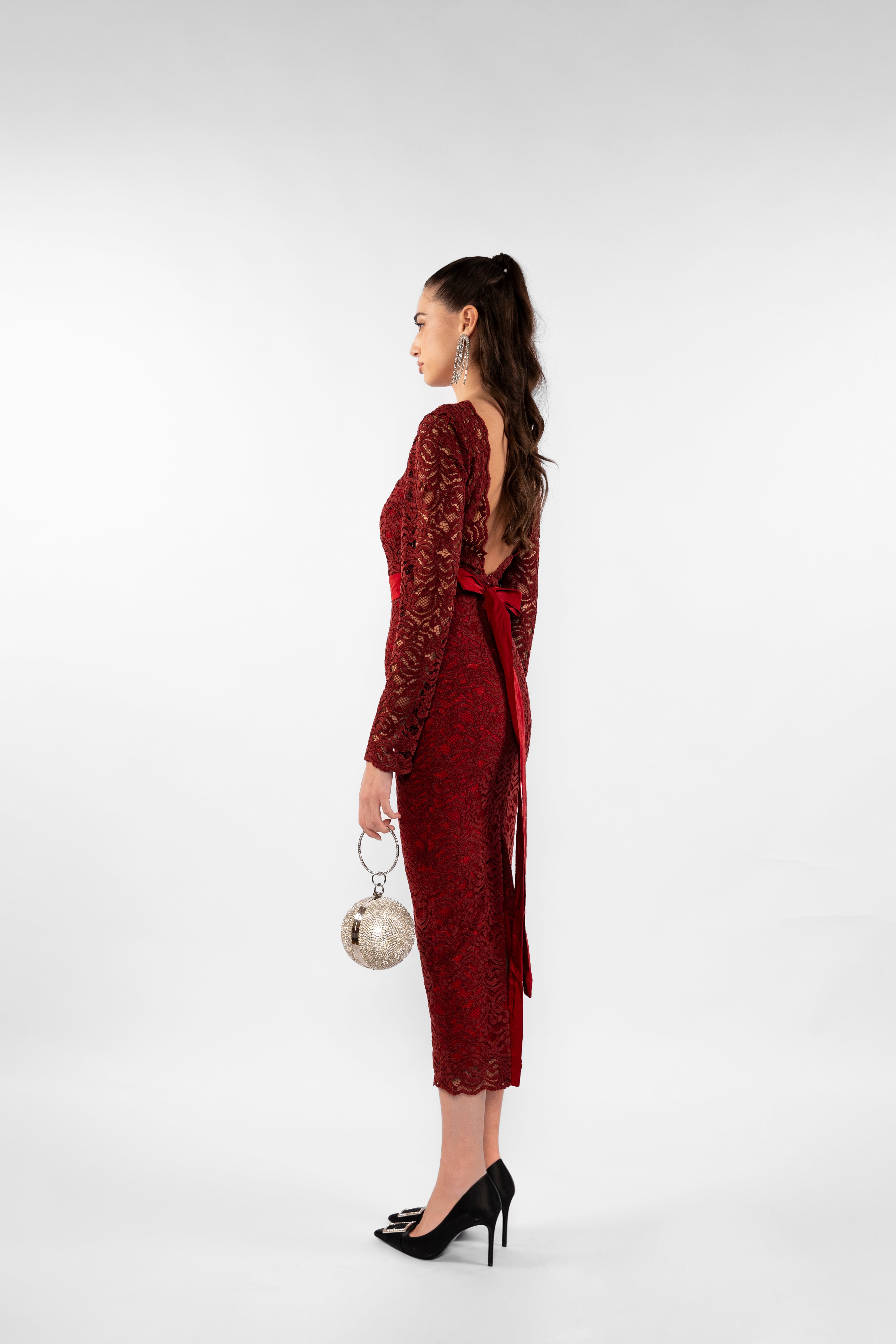 Julia Midi Dress - Burgundy