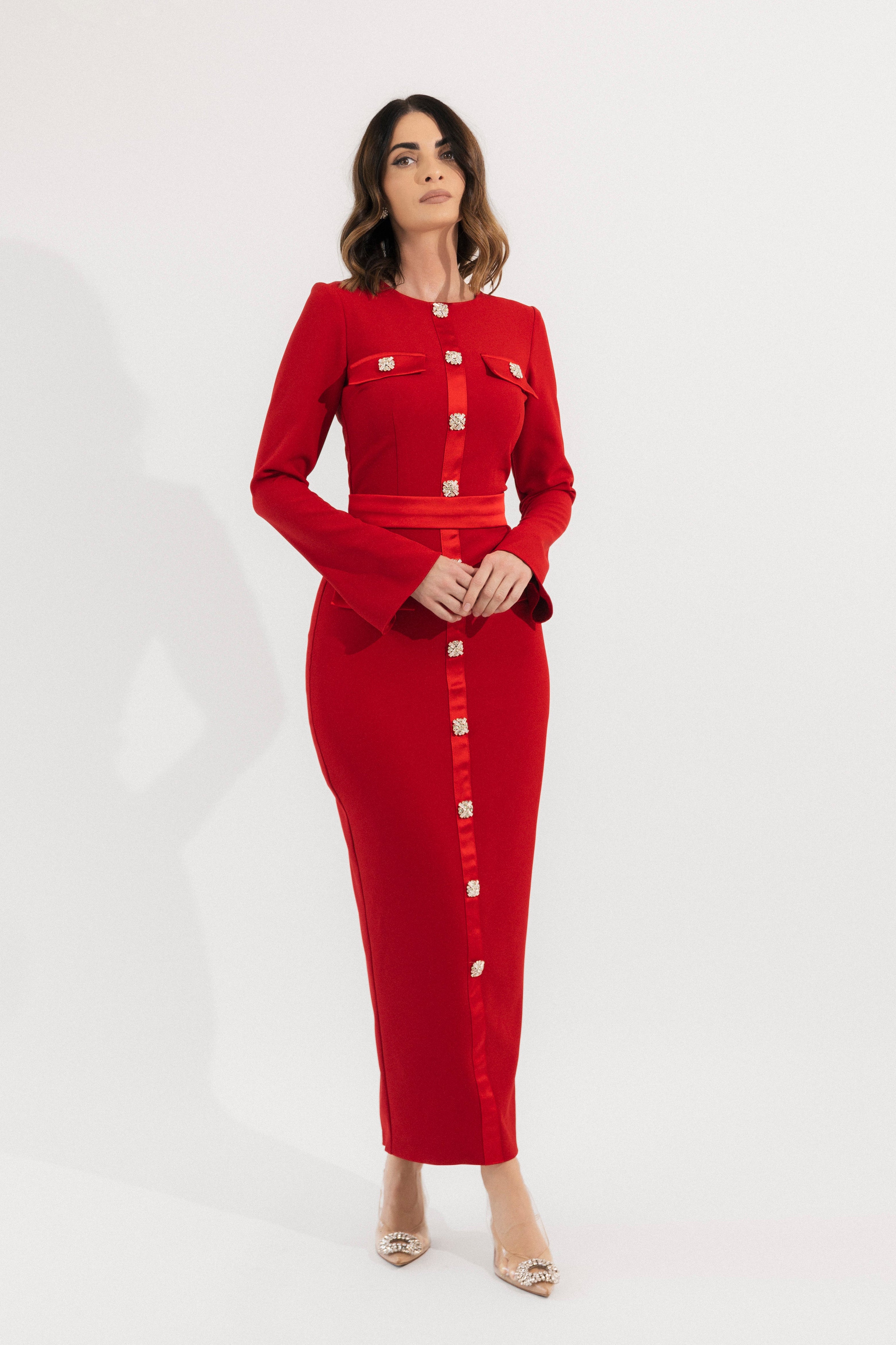 Roxene - Red midi dress