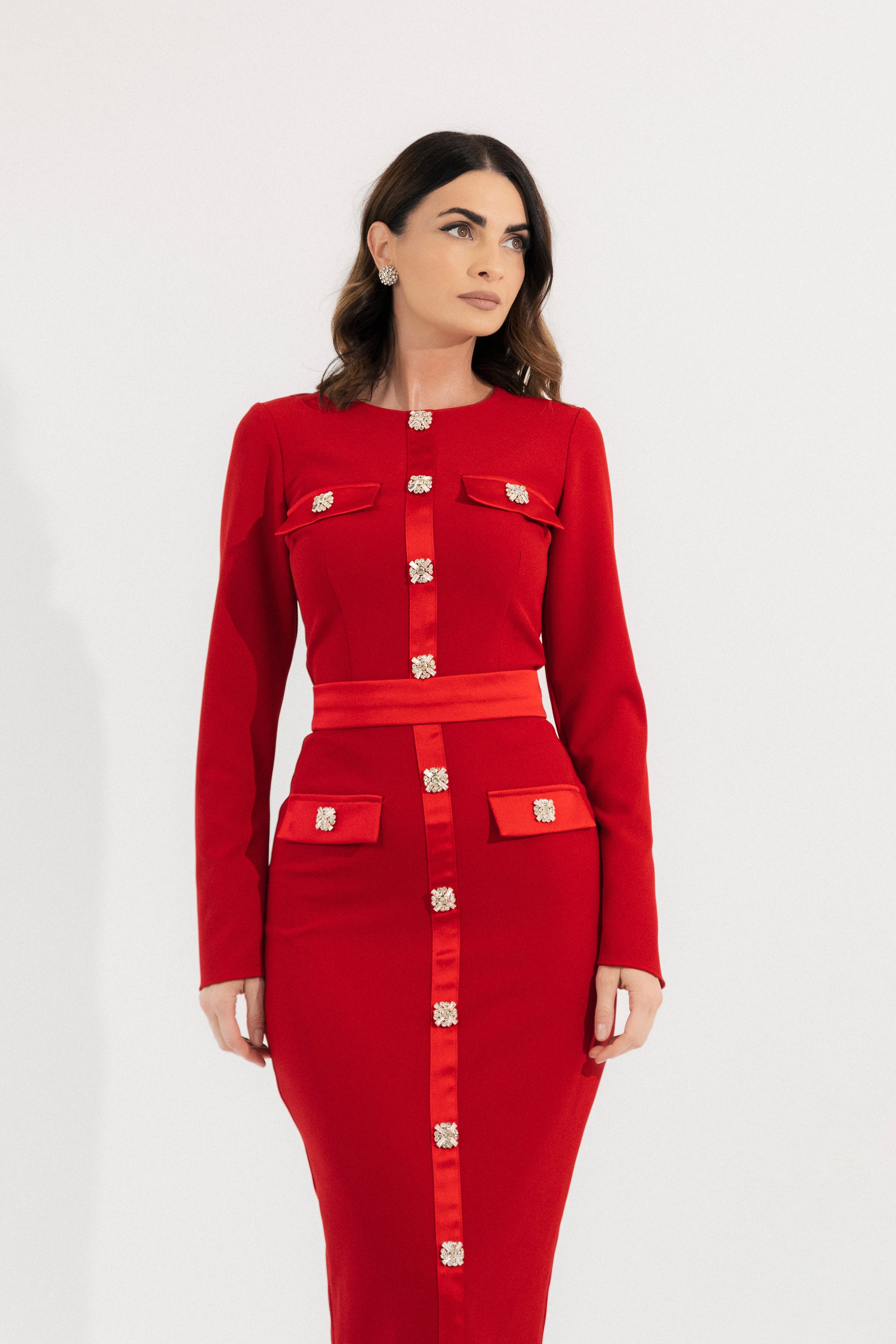 Roxene - Red midi dress