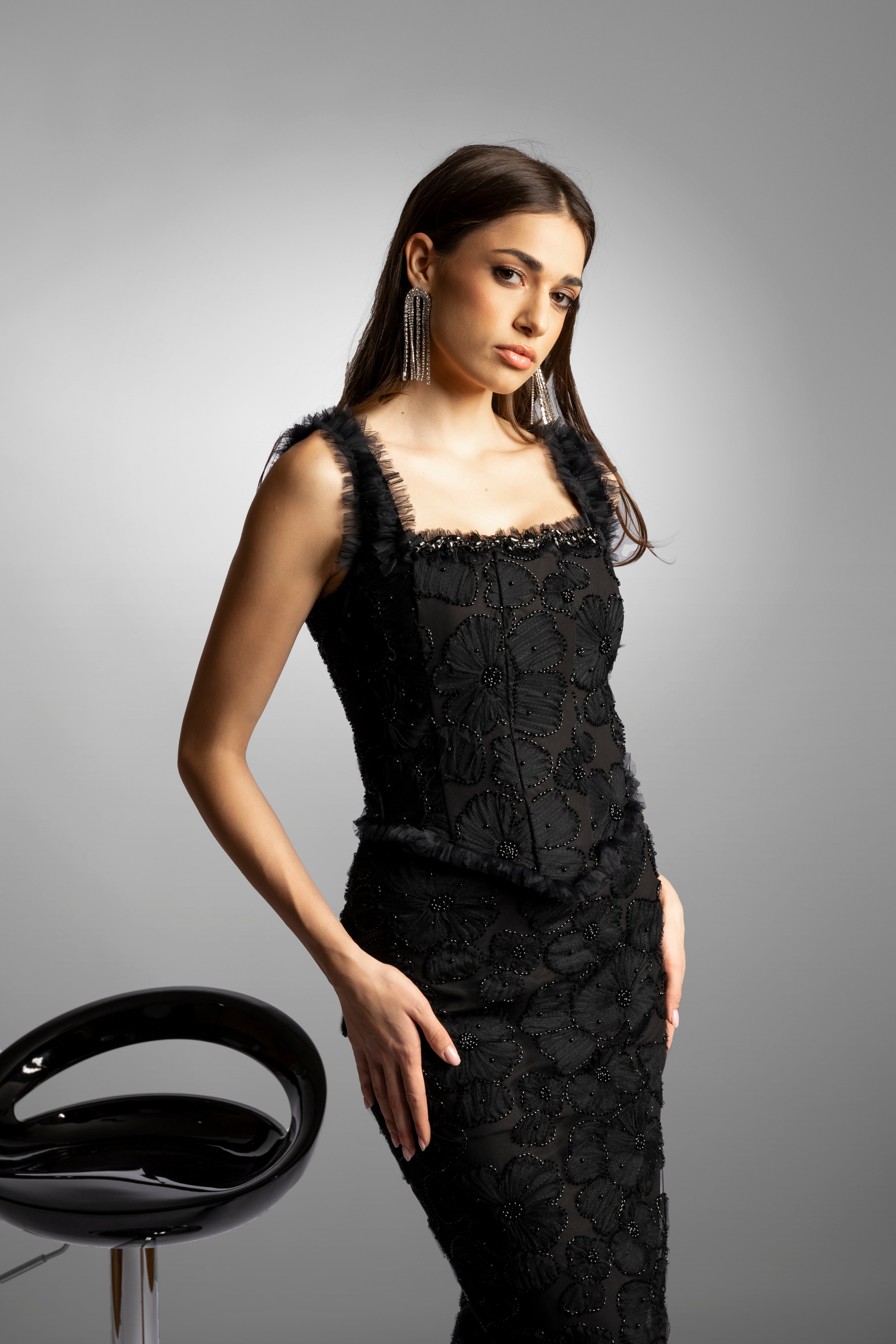 Stephanie Midi Dress - Black